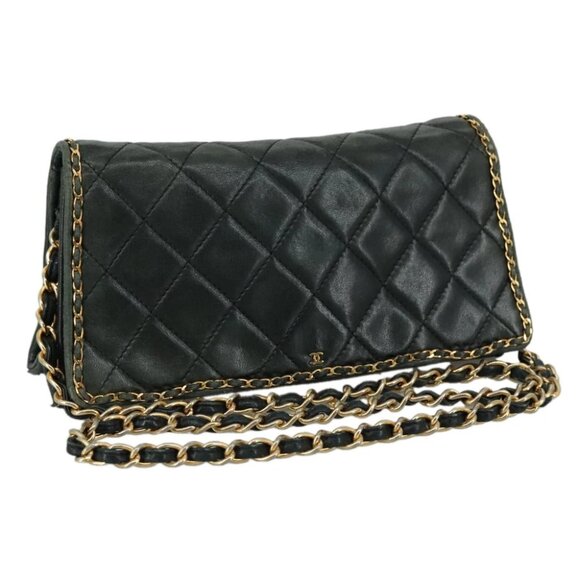 CHANEL Chain Shoulder Bag Leather Black CC Auth 106420 - Picture 1 of 16
